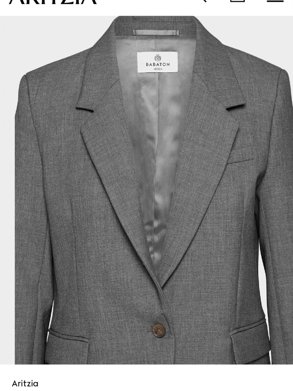 Babaton Gray Single-Button Tailored Blazer